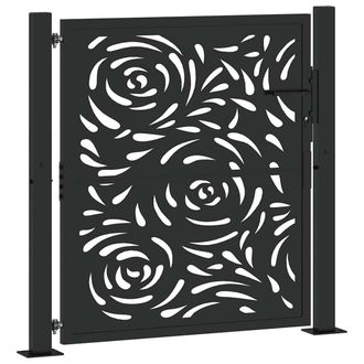 Berkfield Home Garden Gate Black 105x106 cm Steel Flame Design
