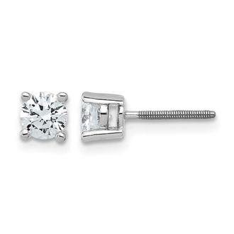 Diamond2Deal 14k White Gold 3/4 ct Round Lab Grown Diamond Stud Earrings Screw Back VS Clarity, D-E Color