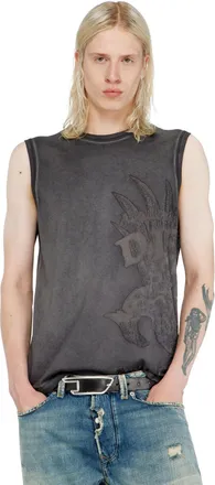 Diesel Sleeveless jersey top with embossed graphics - T-Shirts - Man - Grey