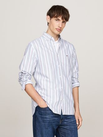 Tommy Hilfiger Langarmhemd TOMMY HILFIGER MULTI STRIPE OXFORD Regular Fit SHIRT, Herren, Gr. 3XL, N-Gr, bunt (cloudy blau, rouge, multi), Web, Obermaterial: 100% Bau