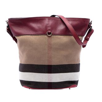 Burberry Pre-owned Burberry Medium Mega Check Canvas and Grained Calfskin Ashby Tassel Bucket Bag Ladies DACOD9CAB7CL7HF6