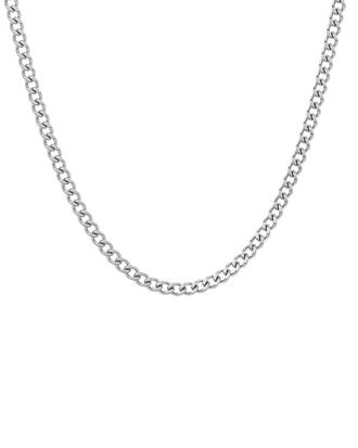 Adornia Adornia Rhodium Plated Cuban Chain Necklace