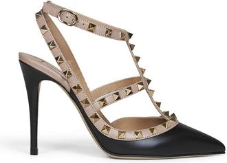 Valentino Garavani Rockstud Caged Pump - Dames - Pumps - Beige - 39 EU - Leer - Schoenen