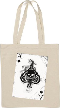 Generic Ace Of Spades Playing Card Skull Graphic Natural Cotton Tote Bag White