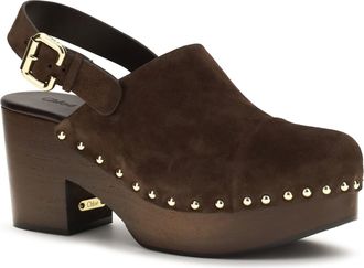 Chlo&eacute; Womens Jeannette Wedge Clogs Glossy Calfskin Chocolate Brown Calf Leather Bos Taurus Sandal