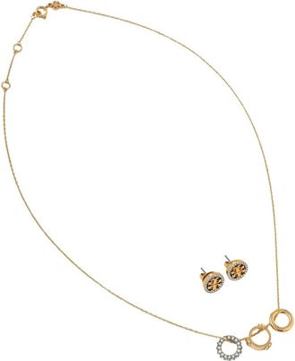Tory Burch Icon Pave Ketting En Oorbellen Set - Dames - Kettingen - Veelkleurig - ONE Size - Accessoires