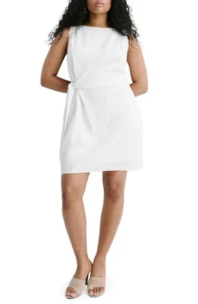 Mango Side Tie Minidress in Ecru at Nordstrom, Size 10