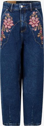 Farm Rio Boyfriend-Jeans mit Blumenstickerei Denim