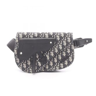 Dior Beige Navy Canvas Leather Fanny Pack Saddle Bag (Pre-Owned)