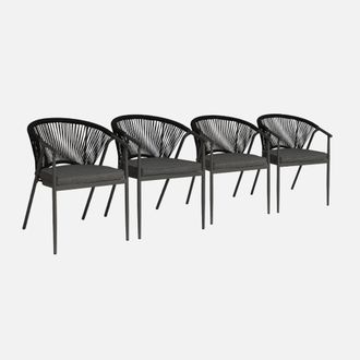 Sweeek Sill&oacute;n De Jard&iacute;n Apilable De Acero Y Cuerdas, Set De 4