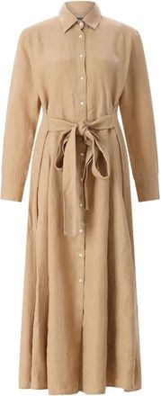 Polo Ralph Lauren Belted Linen Shirtdress - Dames - Shirt Kleedjes - Bruin - XL - Leer - Kleedjes