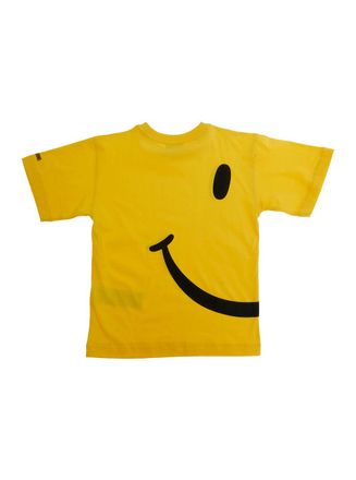 Moschino Girls T-Shirt Smile Maxi Print Yellow Cotton T-Shirts And Polos