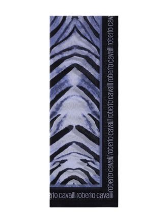 Roberto Cavalli zebra-print flat-hem scarf - women - Silk/Cotton - One Size - Blue