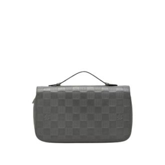 Louis Vuitton Pre-owned Damier Infini Zip Around Wallet - Heren - Pre-owned - Grijs - Maat: ONE Size Leer