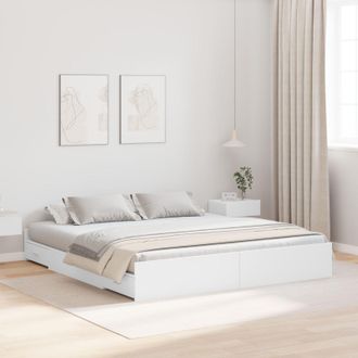 Berkfield Home Storage Bed Frame with Drawer with Headboard with Storage White 200 x 200 cm