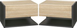 HOMCOM Modern Bedside Table Set of 2 with Drawer and Shelf | TJ Hughes