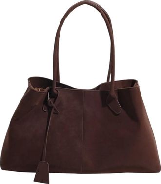 Generic Casual and versatile tote bag, solid color handbag Compatible For women(Coffee)