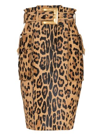 Balmain Rok met luipaardprint - Beige