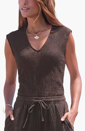 Lascana Sleeveless Textured Top in Brown at Nordstrom, Size 10