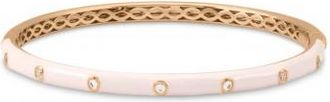 Allurez Natural Diamond & Pink Enamel Bangle Bracelet 14K Rose Gold (0.20ct)