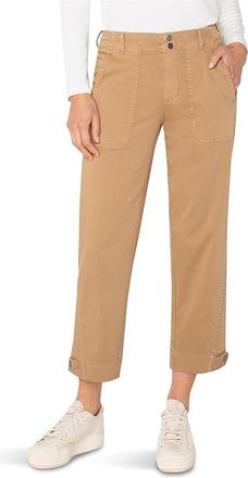Liverpool L.A. Mid-Rise Utility Crop w/ Tab Hem Pants Womens Clothing Desert Camel : 12 26, Cotton/Rayon/Spandex