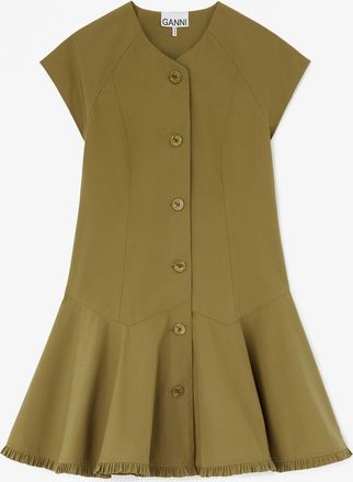 Ganni Green Dress in Cotton - Size 32 Organic