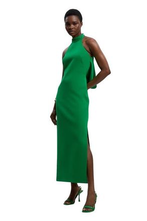 Karen Millen Soft Tailored Halter Maxi Dress in Green at Nordstrom, Size 4