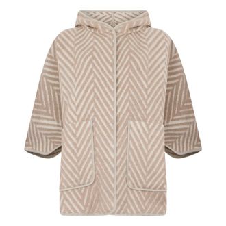 PESERICO Peserico, Faux Fur & Shearling Jackets, female, Beige, Size: XL Oversized Coat With Zigzag Pattern