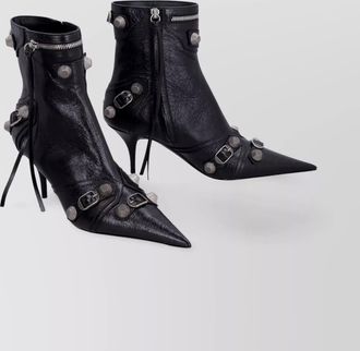 Balenciaga pointed toe ankle boots with buckles and studs