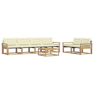 vidaXL Conjunto De Sof&aacute;s De Exterior 7 Pcs Blanco Y Crema Vidaxl