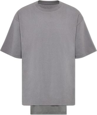 Maison Margiela T-shirt met asymmetrisch afgewerkte zoom - Heren - T-shirts - Grijs - S - Katoen - Tops