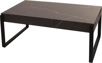 Hhg Nunca Usado] Mesa De Centro Hhg 699, Mesa De Sal&oacute;n Mesa Auxiliar Mesa De Sof&aacute;, Metal 43x110x64cm, Aspecto M&aacute;rmol Gris