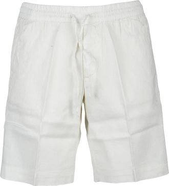 Bro-Ship White Cotton Linen Elastane Bermuda Shorts