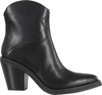 Ash Zwarte leren enkellaars met Texas hak - Dames - Cowboylaarzen - Zwart - 38 EU - Schoenen