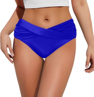 Generic Bikini Bottoms for Women UK Women Vintage High Waist Bikini Bottom Swimwear Briefs BeachwearBottom Side Tie Thong Bathing Swimbottom Full Coverage Swi