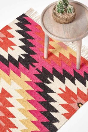 Homescapes Jakarta Handwoven Geometric Pattern Kilim Wool Rug | Size: 160 cm x 230 cm