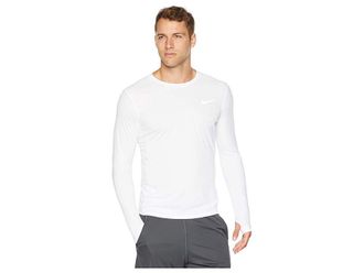 Nike Dry Miler Long Sleeve Running Top Mens Clothing White/White : XL, Polyester