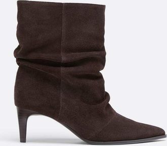 Stradivarius stivaletti alla caviglia slouchy con tacco a spillo in pelle marrone