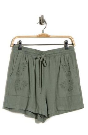 Splendid Cayden Embroidered Shorts in Light Agave Green at Nordstrom Rack, Size X-Small