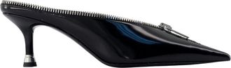 Alexander Wang Akila Zip Pointed Toe Mule - Dames - Muiltjes - Zwart - 35 EU - Leer - Schoenen