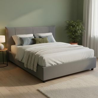 Dmora Dmora - Cama Matrimonial Dmerten, Cama Contenedor Con Revestimiento De Tela, 100% Made In Italy, Apertura Frontal, Adecuado Para Colch&oacute;n Cm 160x200, G