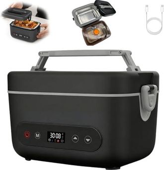 Generic Bo&icirc;te &Agrave; Lunch &Eacute;lectrique Sans Fil de 1 200 Ml, Chauffe-plats Portable &Agrave; Chauffage Rapide de 80 W, Contr&ocirc;le de la Temp&eacute;rature &Agrave; 8 Niveaux, Fonctionneme
