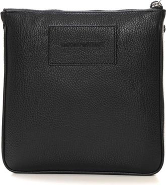 Emporio Armani Leren Schoudertas met Verstelbare Riem - Heren - Schoudertassen - Zwart - ONE Size - Leer - Tassen