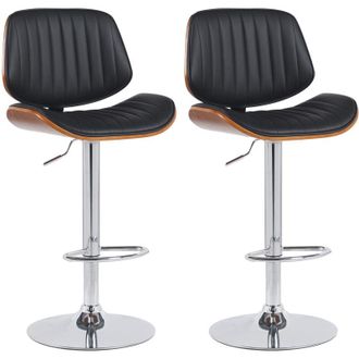 Clp Clp - Lote De 2 Taburetes De Bar Clawson Imitaci&oacute;n Cuero Nogal/negro Cromado