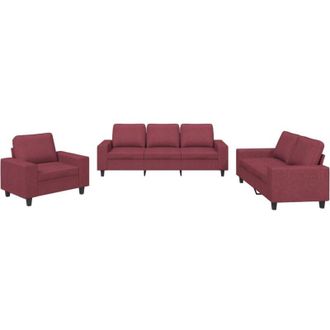 vidaXL Juego De Sof&aacute;s 3 Piezas Tela Rojo Tinto Vidaxl