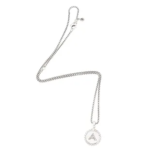 David Yurman Sterling Silver Diamond Initial Charm Necklace