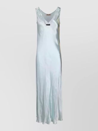 Miu Miu satin washed sleeveless v neck maxi dress