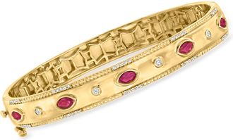 Ross-Simons Ruby and. Diamond Bangle Bracelet in 18kt Gold Over Sterling
