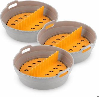 InnovaGoods Cesta Plegable De Silicona Para Freidora De Aire - Innovagoods - Fliynner - 3 Pcs - Asas Desmontables - Antiadherente