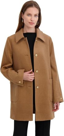 Elie Tahari Womens Paula Single-Breasted Soft Wool Coat, Camel